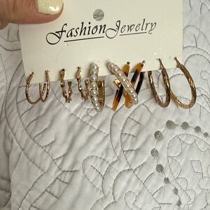 Elegant Gold and Brown Hoop Earring Set